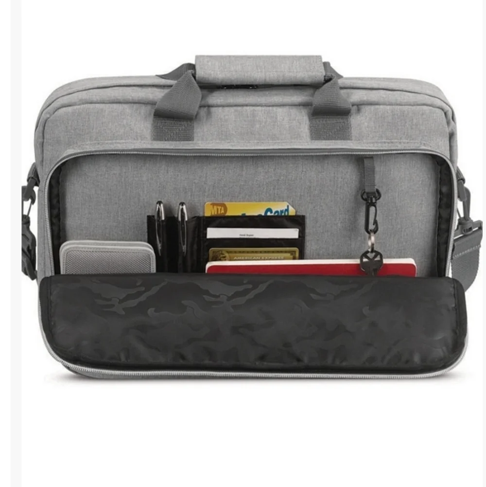 Solo New York Gray Re:New Recycled Adjustable Straps Laptop Briefcase Size 15.6